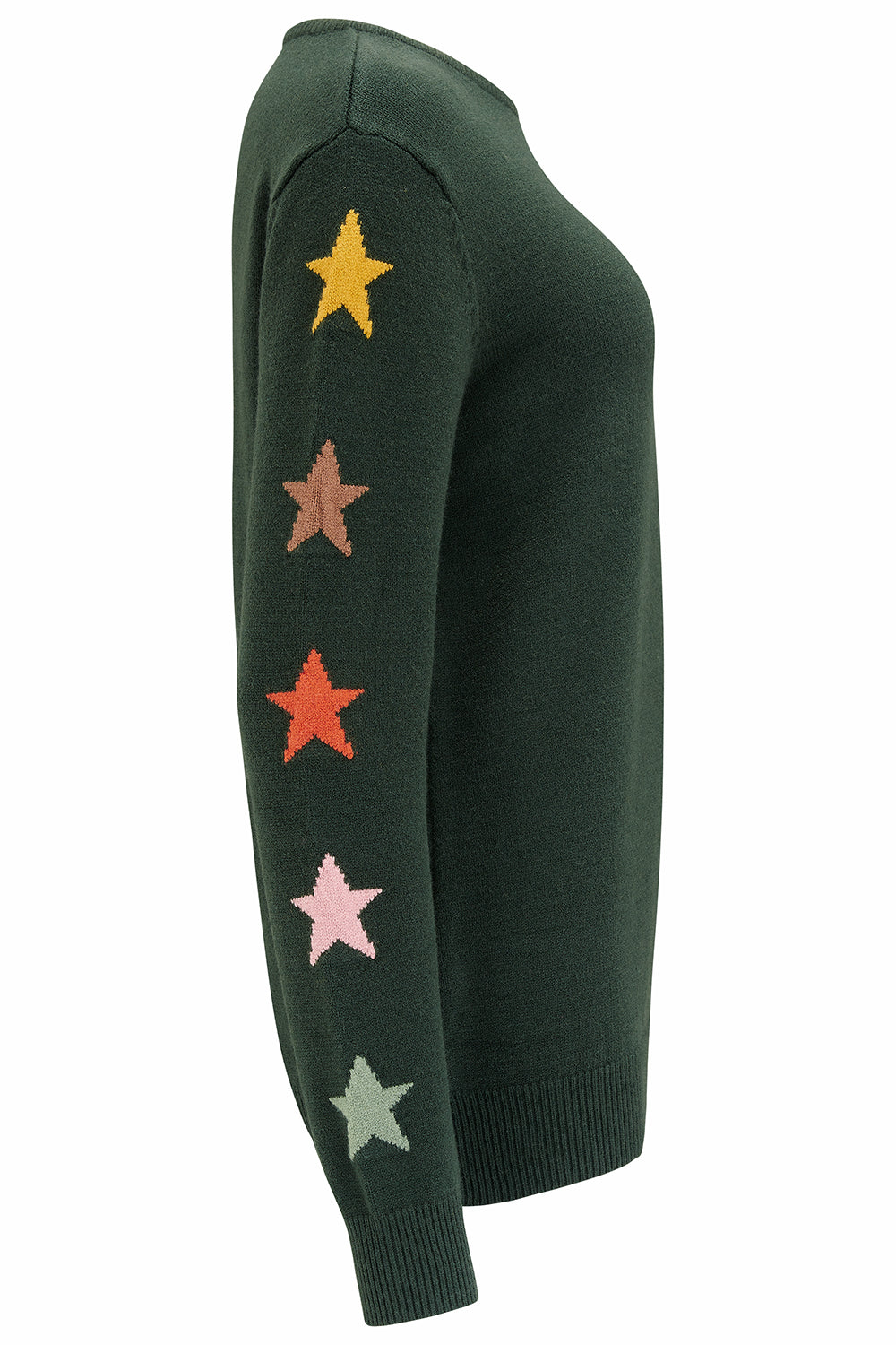 Stacey Jumper - Green, Autumnal Star Sleeves