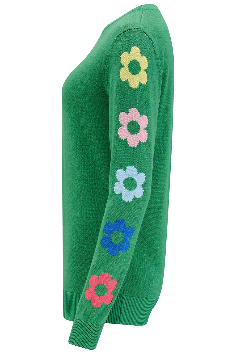 Rita Jumper - Green, Flower Sleeves
