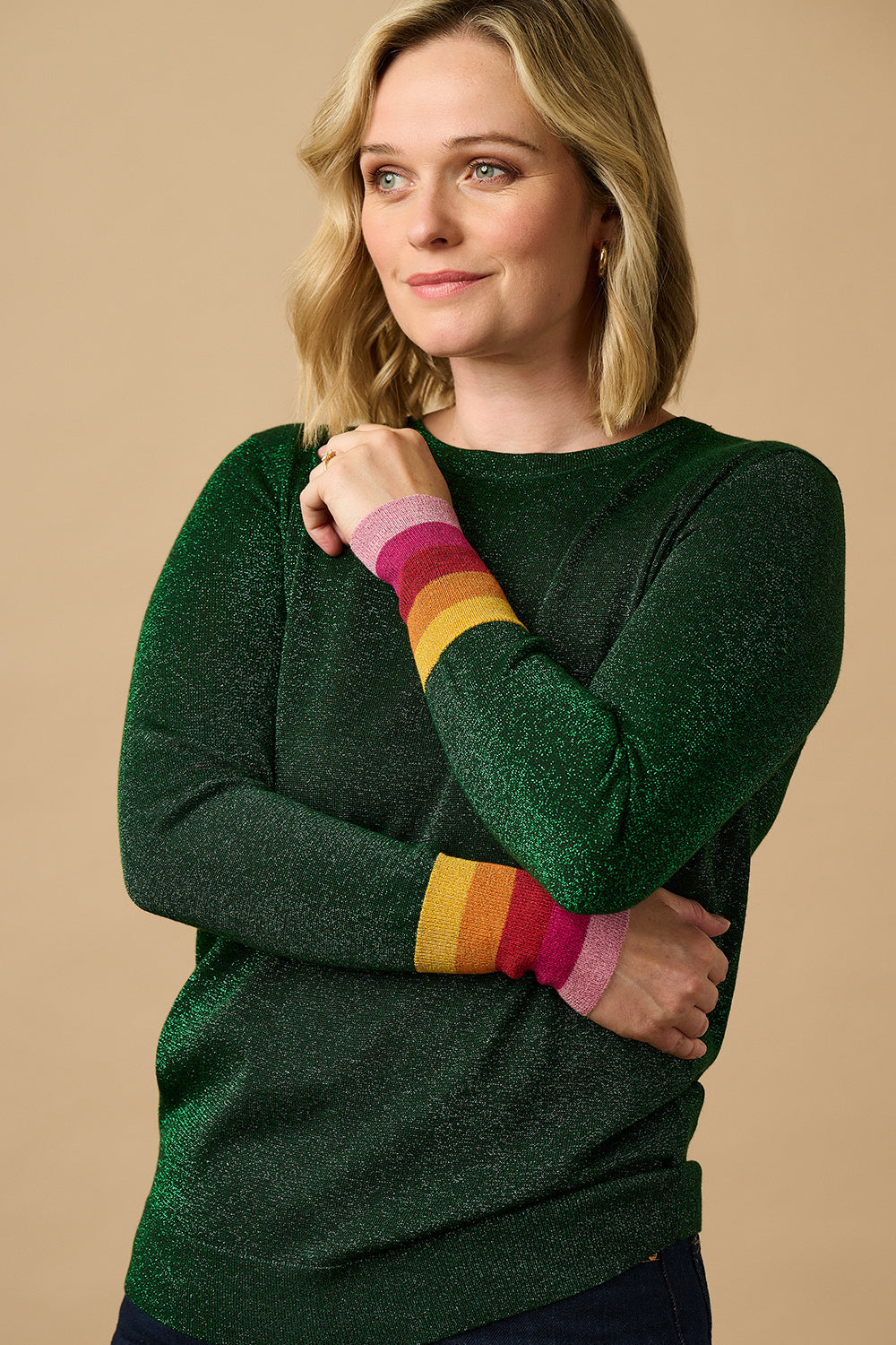 Astrid Jumper - Green, Sparkle Cuffs