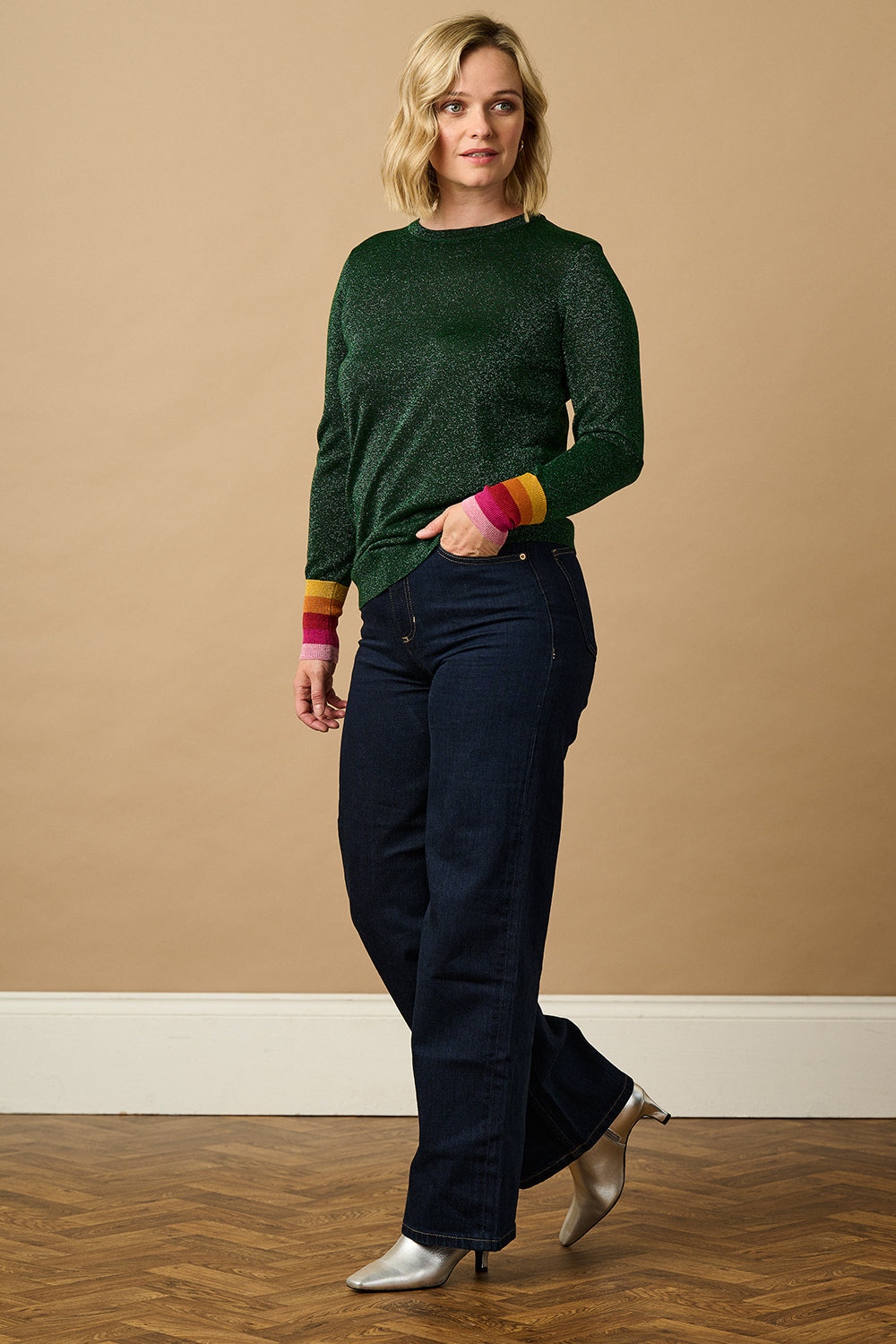 Astrid Jumper - Green, Sparkle Cuffs