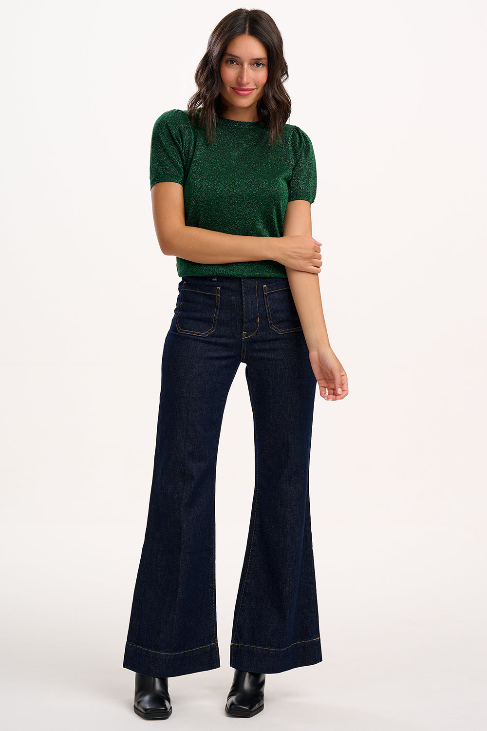 Calypso Knit Top - Green Sparkle