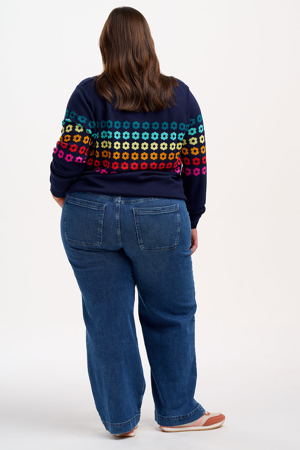 Rita Jumper - Navy, Rainbow Flowers