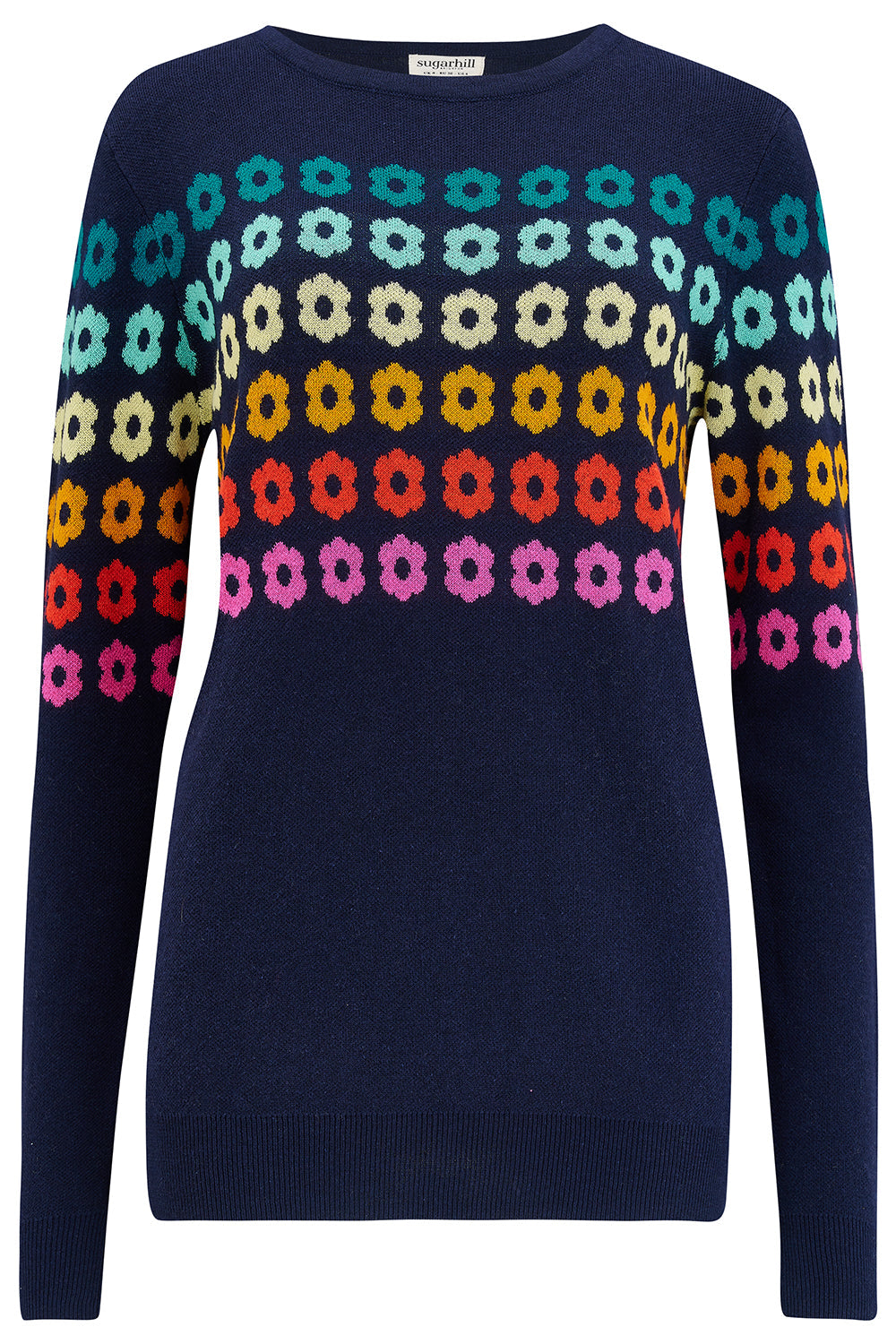 Rita Jumper - Navy, Rainbow Flowers