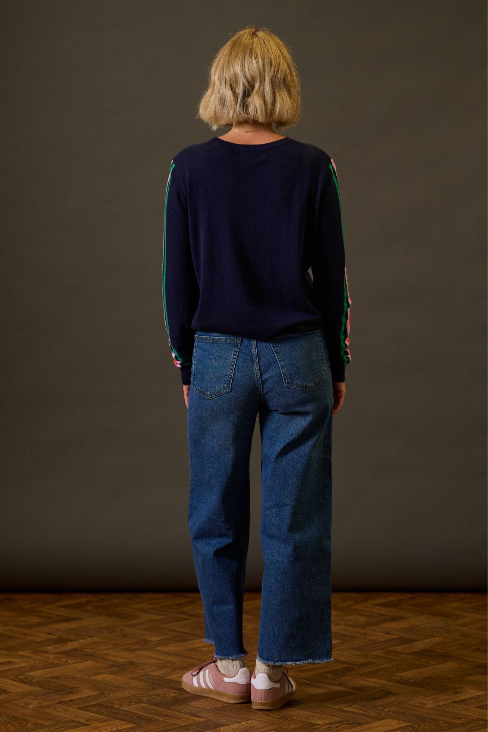 Rita Jumper - Navy, Rainbow Sports Stripe
