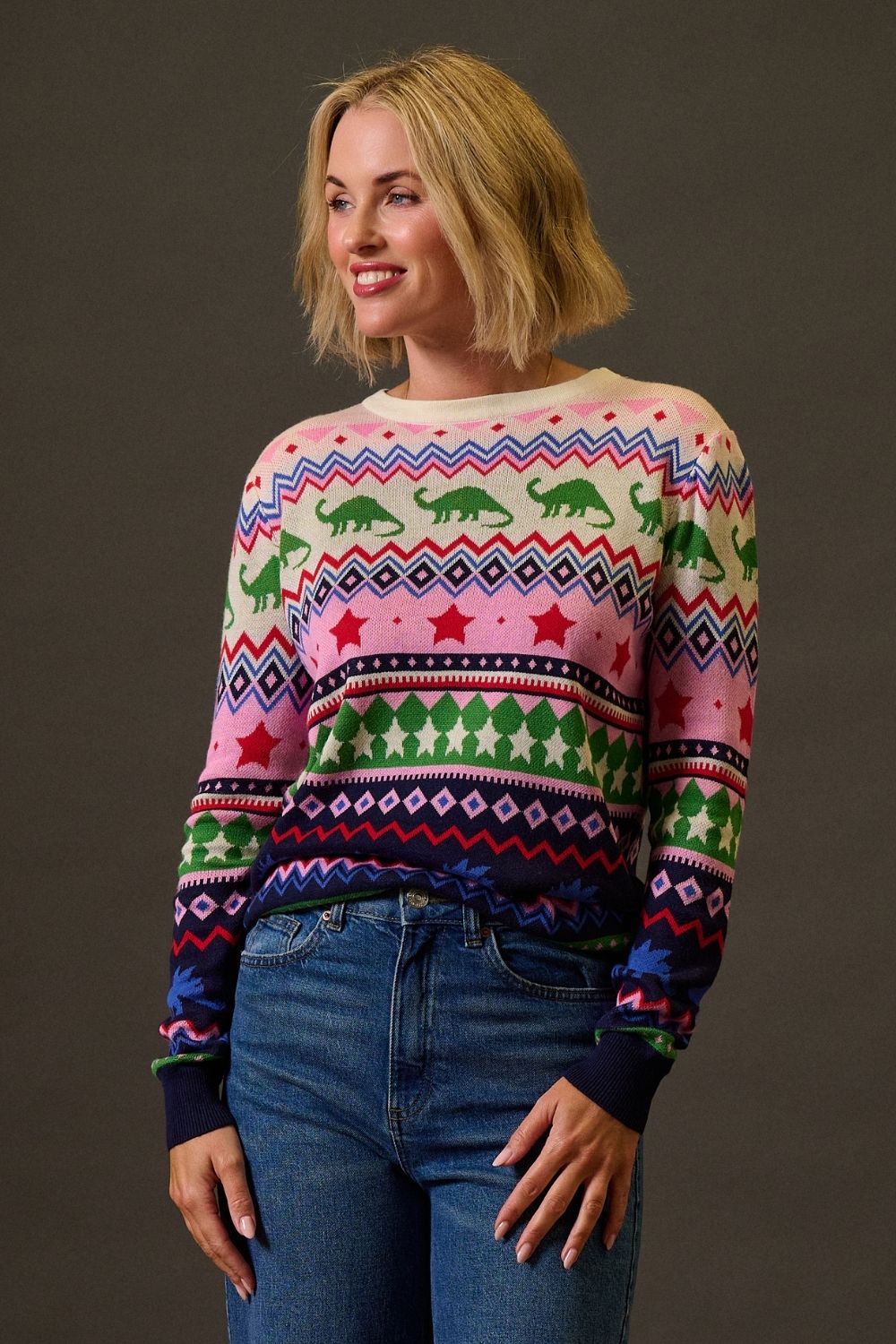Rosie Jumper - Multi, Dinosaur Fairisle