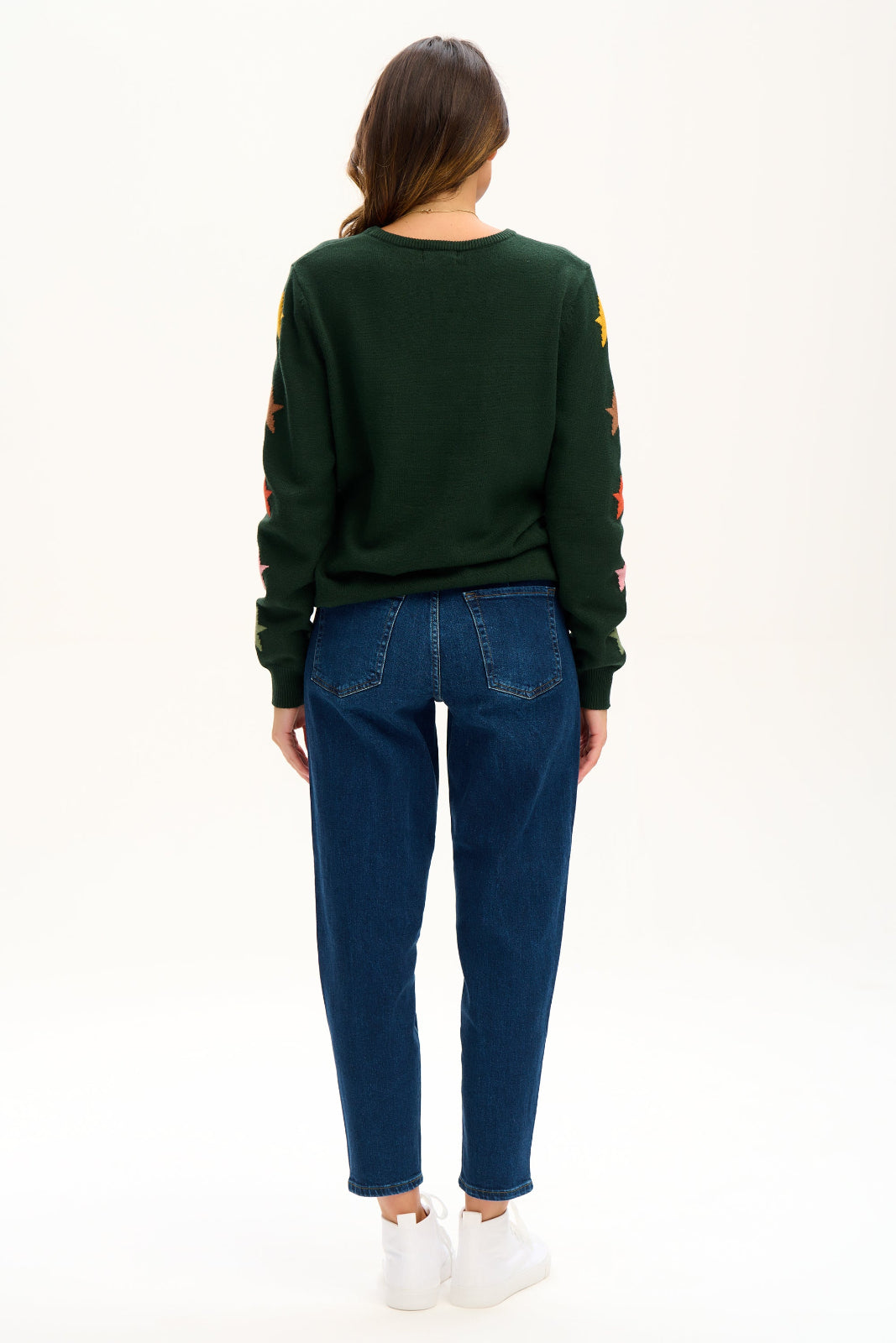 Stacey Jumper - Green, Autumnal Star Sleeves
