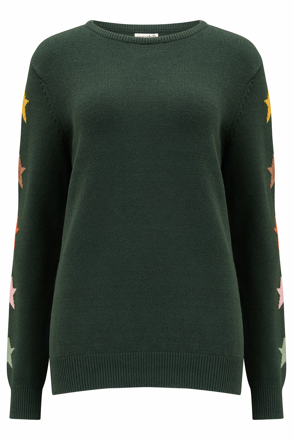 Stacey Jumper - Green, Autumnal Star Sleeves